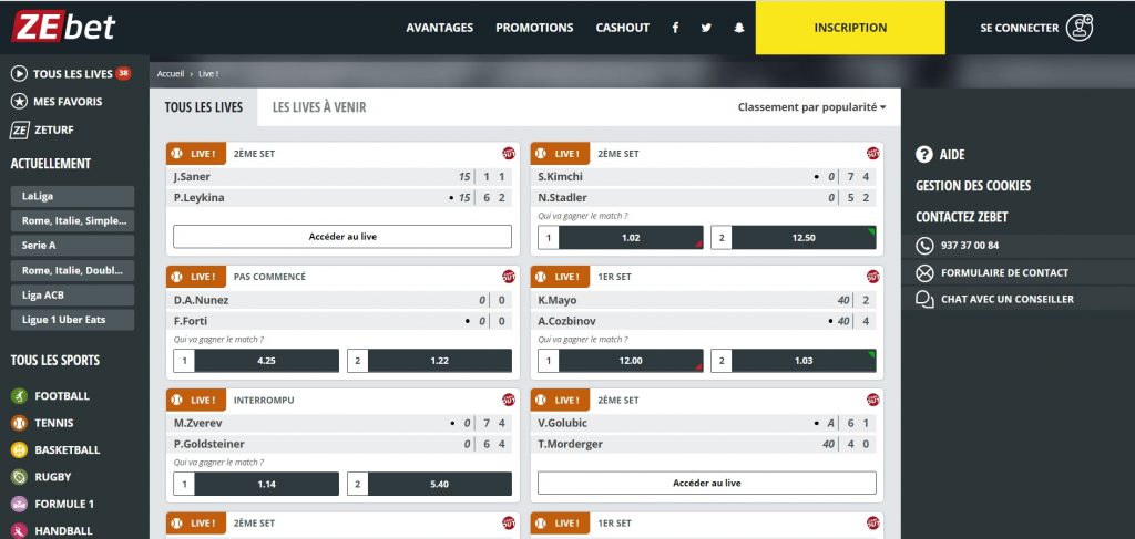 Zebet paris sportifs